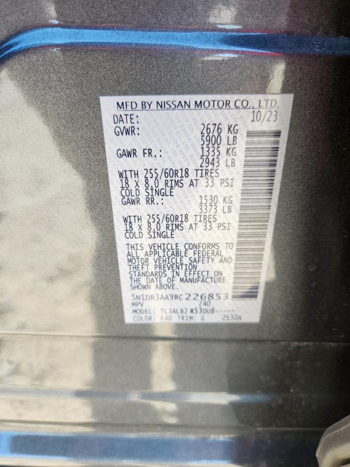 2024 Nissan Pathfinder S VIN: 5N1DR3AA9RC226853 Lot: 86060145