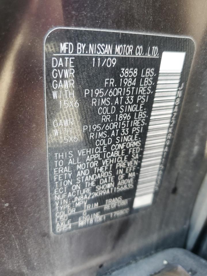 2010 Nissan Cube Base VIN: JN8AZ2KR9AT156835 Lot: 86615975