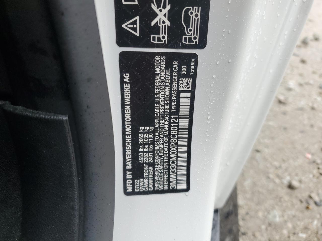 2023 BMW 230Xi VIN: 3MW33CM0XP8C80121 Lot: 86142635