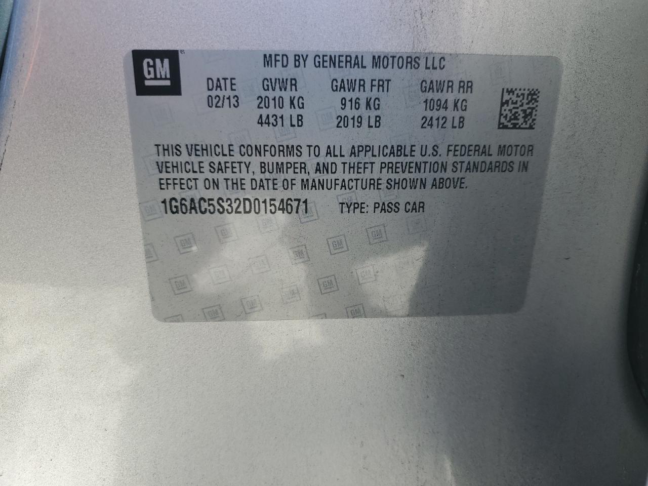 2013 Cadillac Ats Performance VIN: 1G6AC5S32D0154671 Lot: 87421655