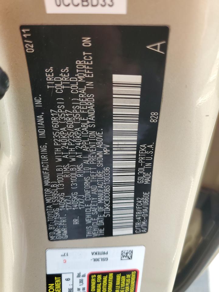 2011 Toyota Sienna Le VIN: 5TDKK3DC0BS130336 Lot: 85000875