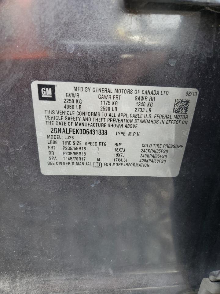 2013 Chevrolet Equinox Ltz VIN: 2GNALFEK0D6431838 Lot: 81008275