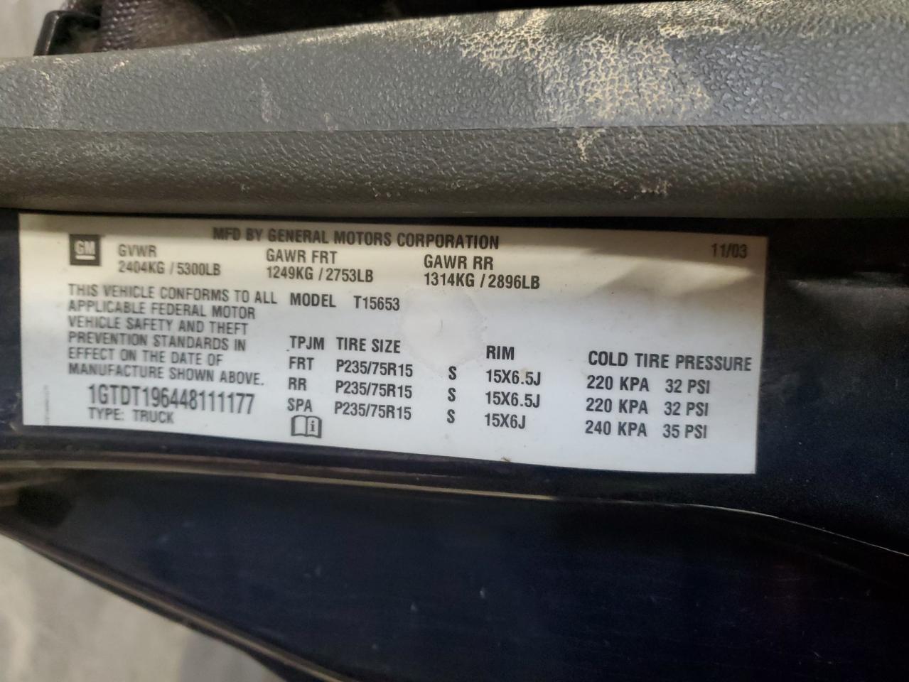 2004 GMC Canyon VIN: 1GTDT196448111177 Lot: 82228415