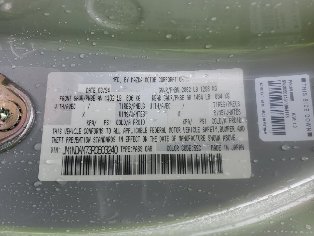 2024 Mazda Mx-5 Miata Grand Touring VIN: JM1NDAM73R0603240 Lot: 82433185