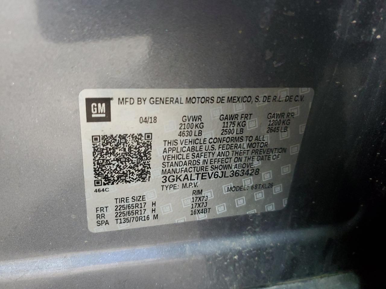 2018 GMC Terrain Sle VIN: 3GKALTEV6JL363428 Lot: 90538085