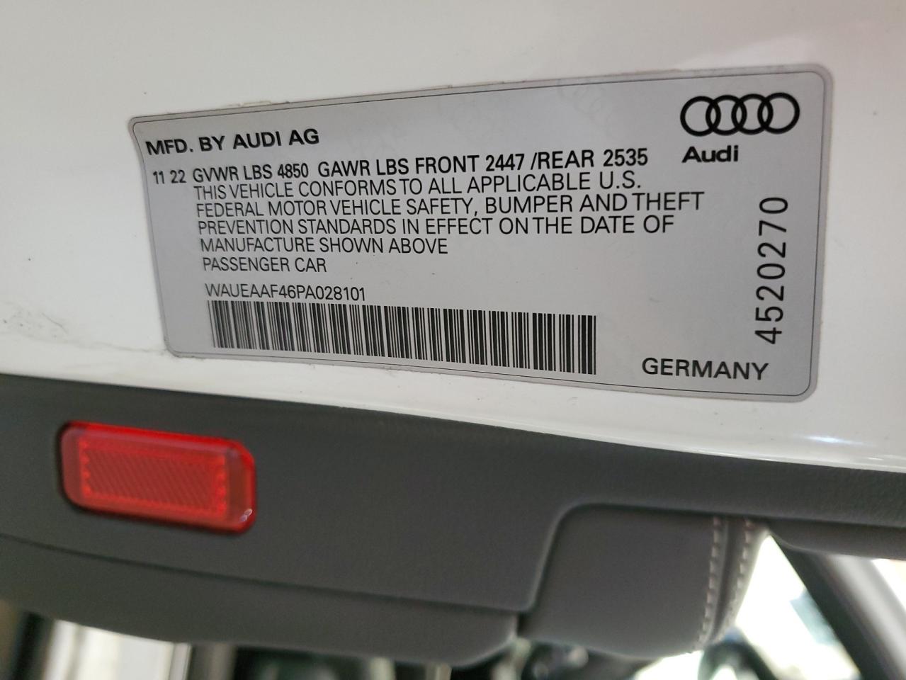 2023 Audi A4 Premium Plus 45 VIN: WAUEAAF46PA028101 Lot: 86450925