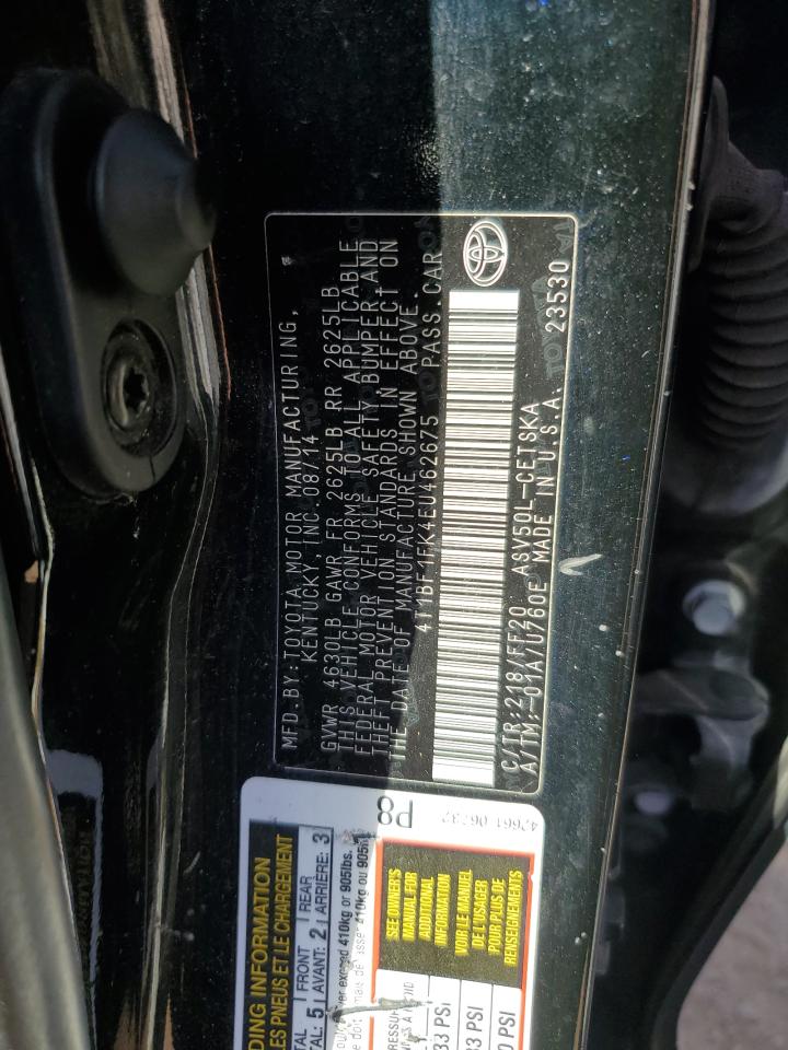 2014 Toyota Camry L VIN: 4T1BF1FK4EU462675 Lot: 84659585