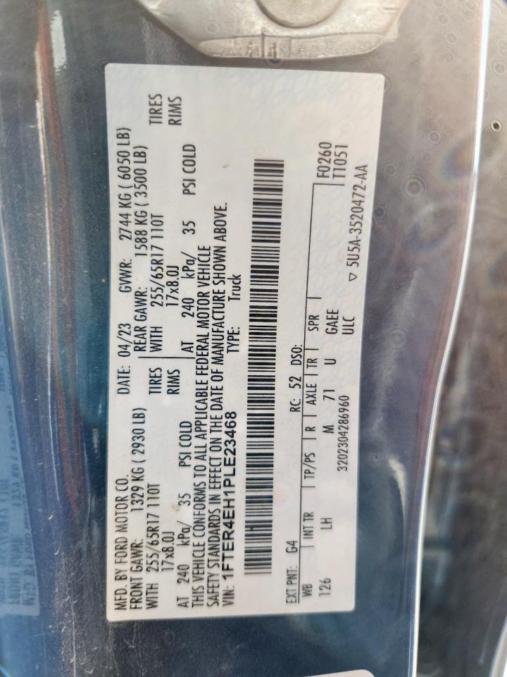 2023 Ford Ranger Xl VIN: 1FTER4EH1PLE23468 Lot: 90684085