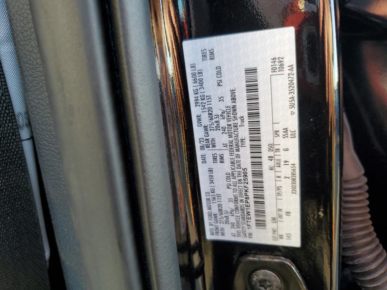 2023 Ford F150 Supercrew VIN: 1FTEW1EP8PKF25905 Lot: 82186815