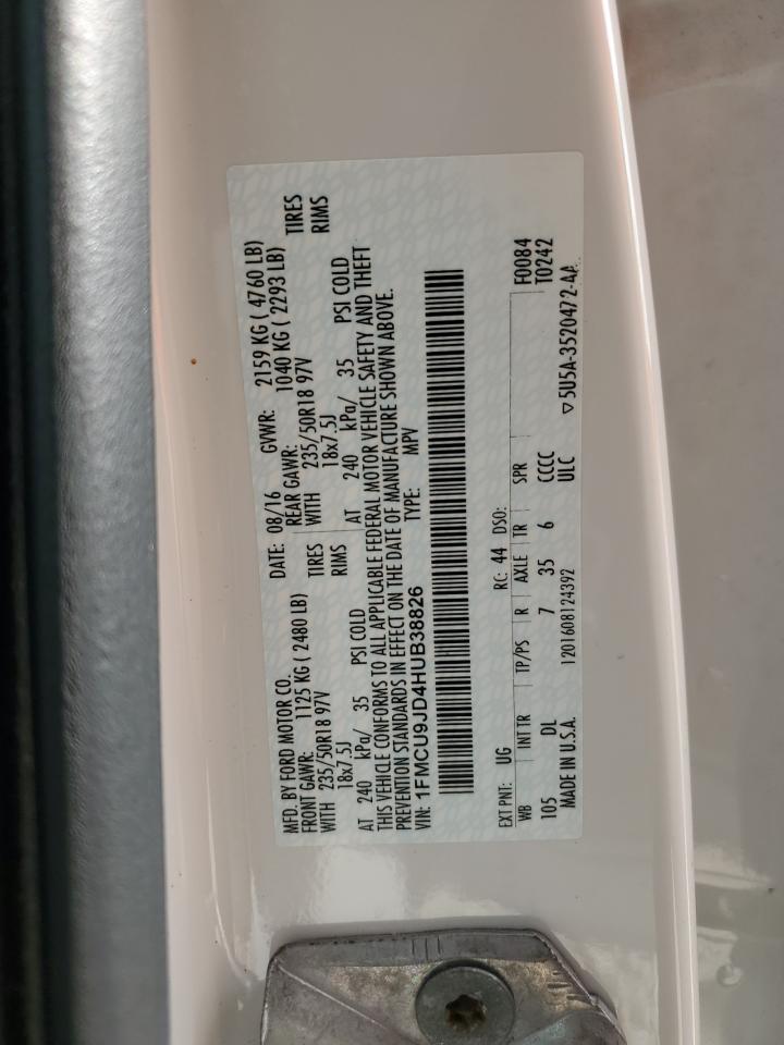 2017 Ford Escape Titanium VIN: 1FMCU9JD4HUB38826 Lot: 89816575