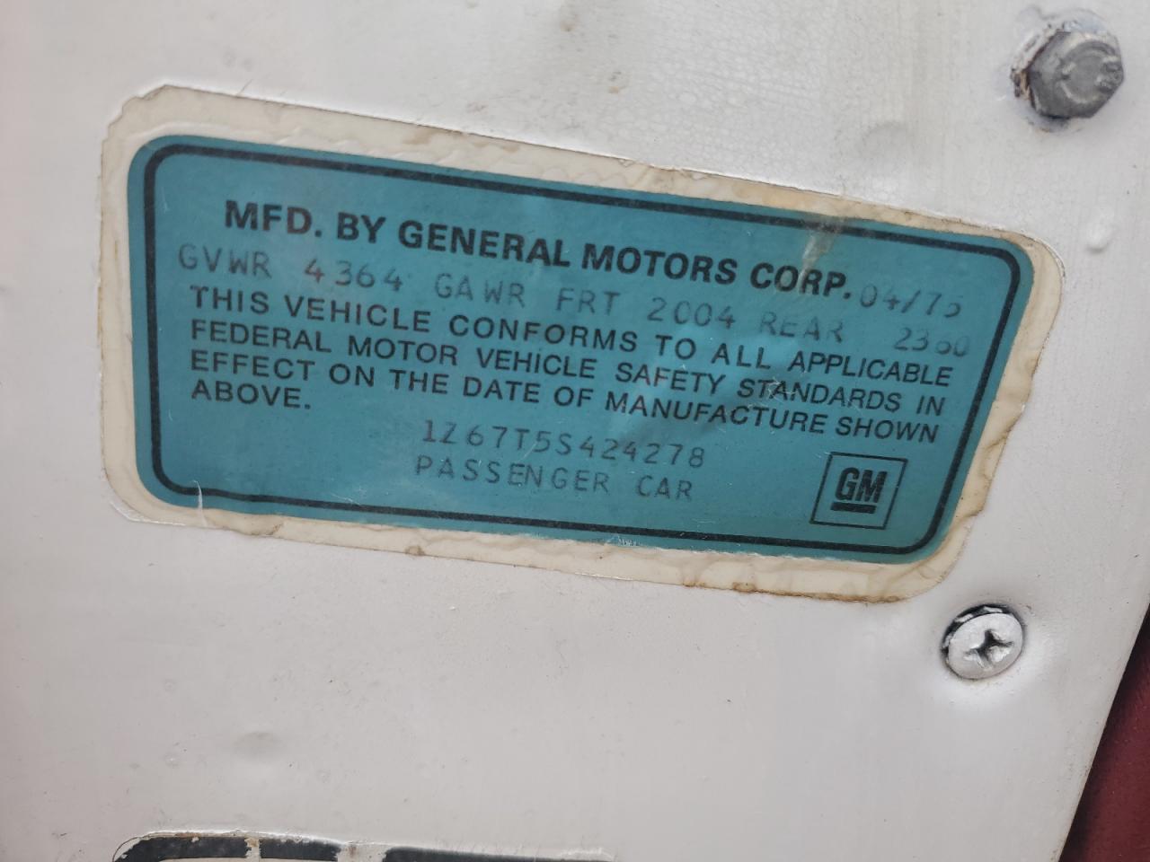 1975 Chevrolet Corvette VIN: 1Z67T5S424278 Lot: 82497995