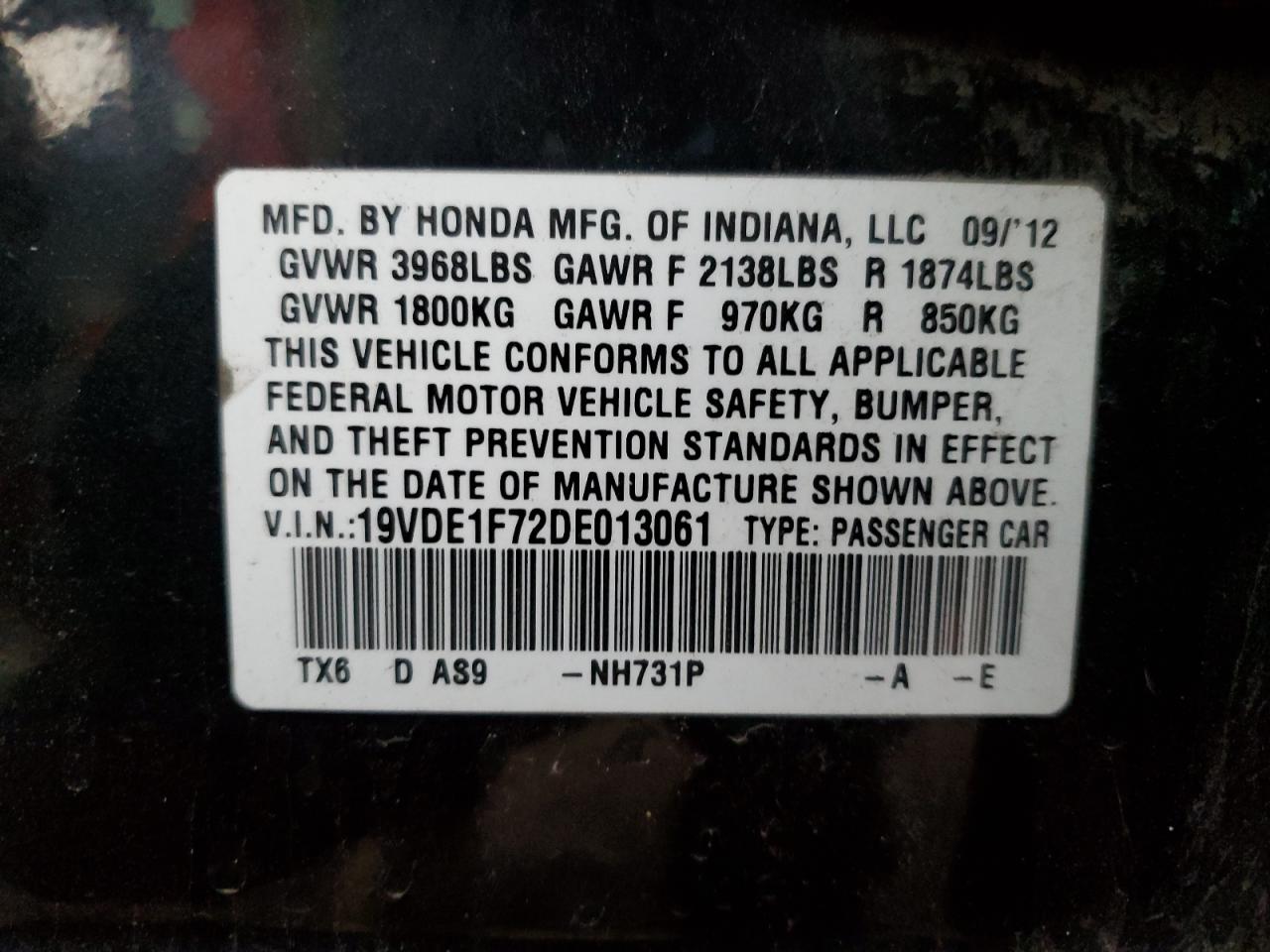2013 Acura Ilx 20 Tech VIN: 19VDE1F72DE013061 Lot: 86897095