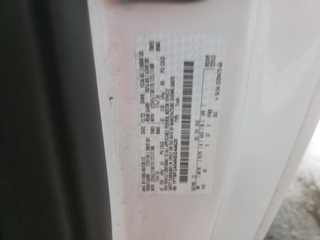 2022 Ford F250 Super Duty VIN: 1FTBF2A64NEG44620 Lot: 85328735