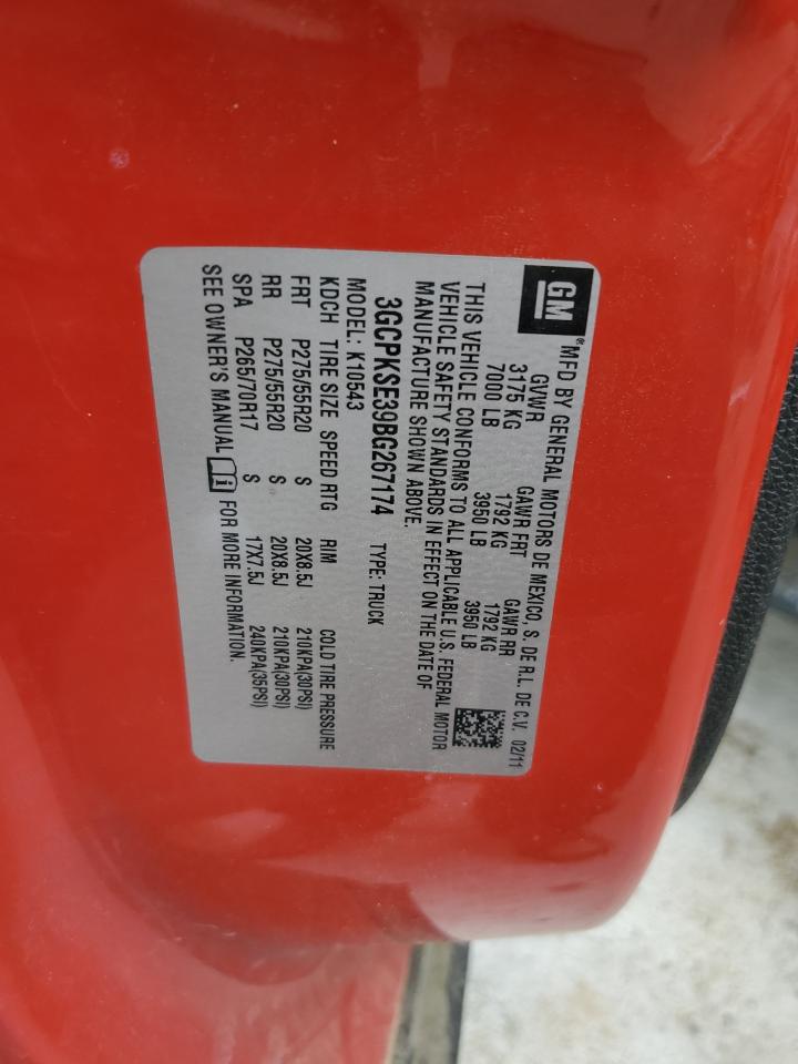 2011 Chevrolet Silverado K1500 Lt VIN: 3GCPKSE39BG267174 Lot: 85505375