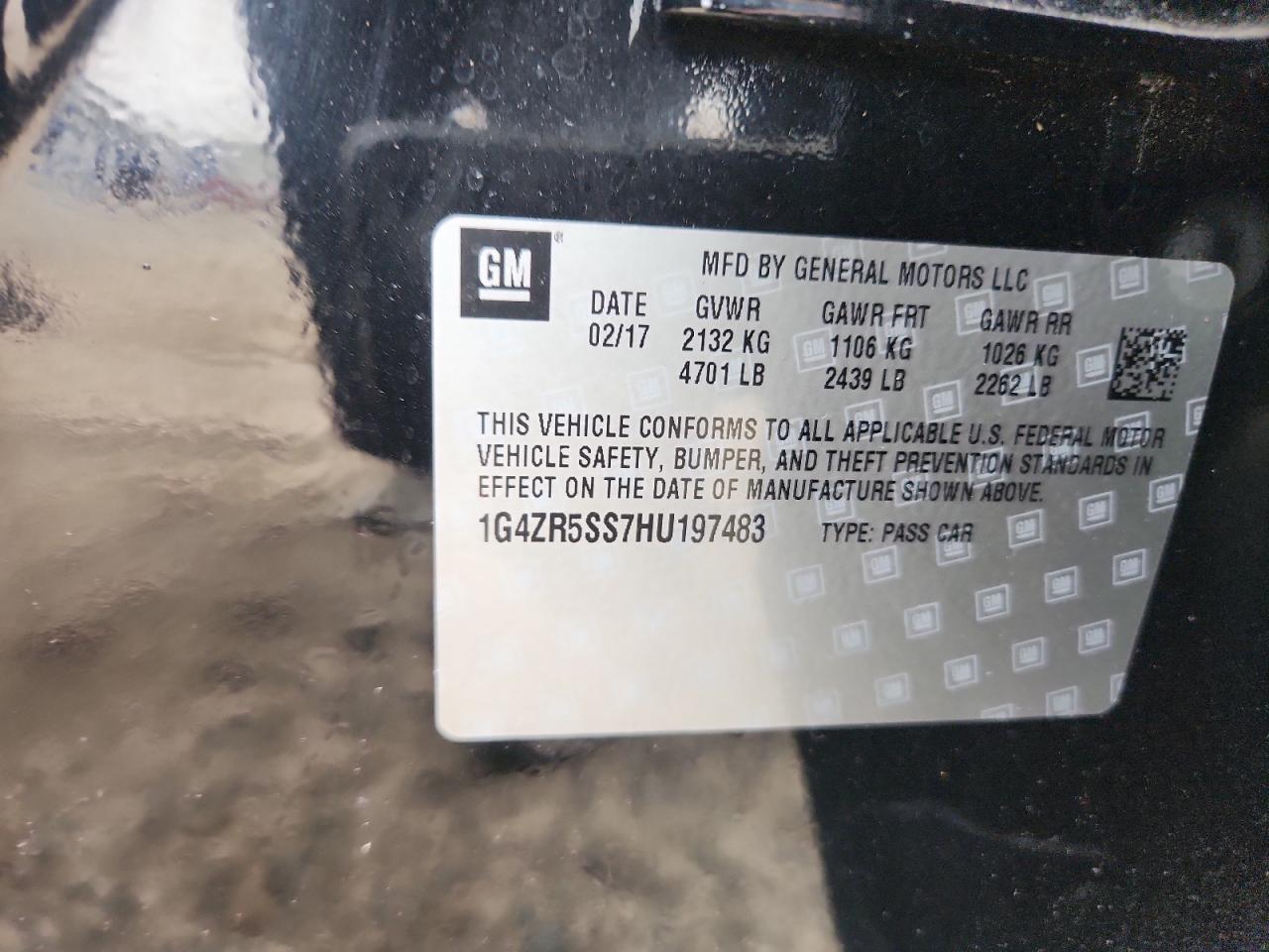 2017 Buick Lacrosse Premium VIN: 1G4ZR5SS7HU197483 Lot: 82765625