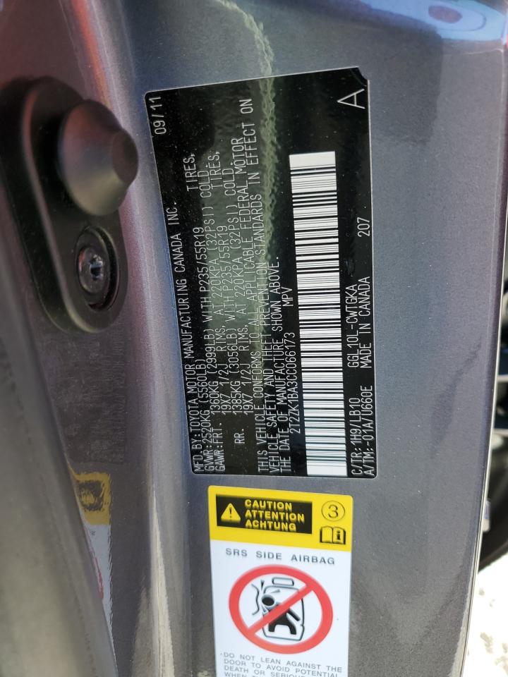 2012 Lexus Rx 350 VIN: 2T2ZK1BA3CC066173 Lot: 82428715