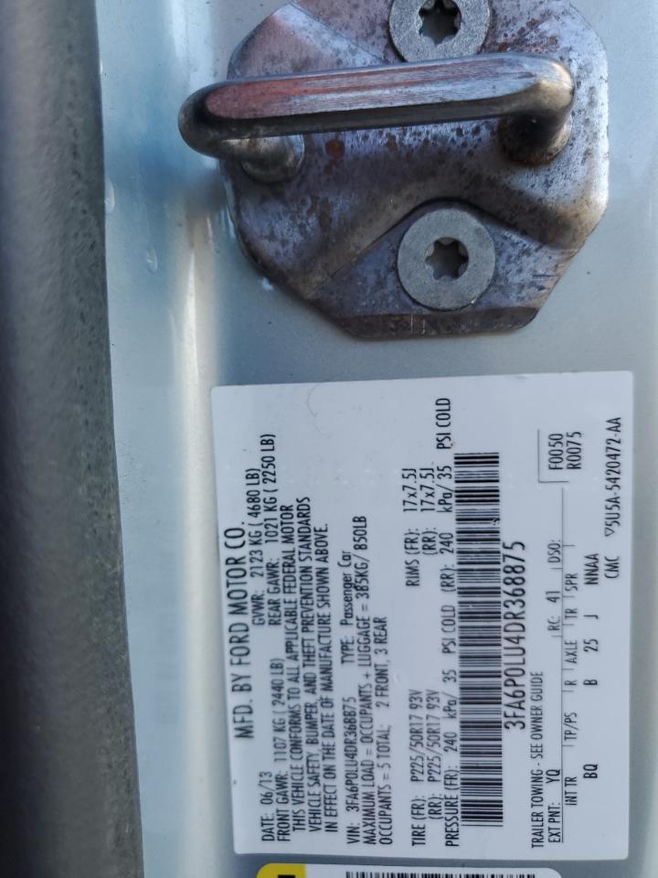 2013 Ford Fusion Se Hybrid VIN: 3FA6P0LU4DR368875 Lot: 82259635