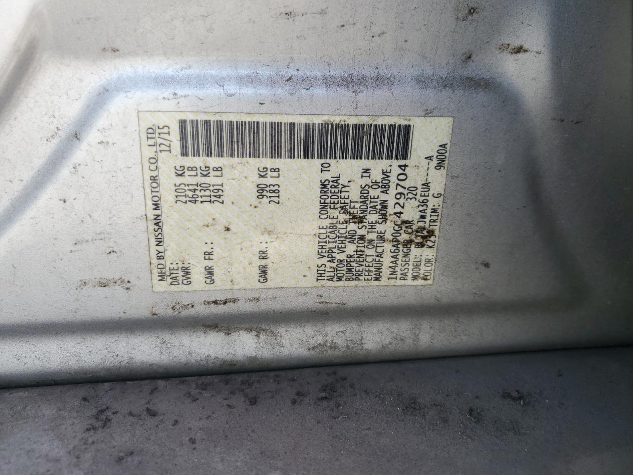 2016 Nissan Maxima 3.5S VIN: 1N4AA6AP0GC429704 Lot: 85119225