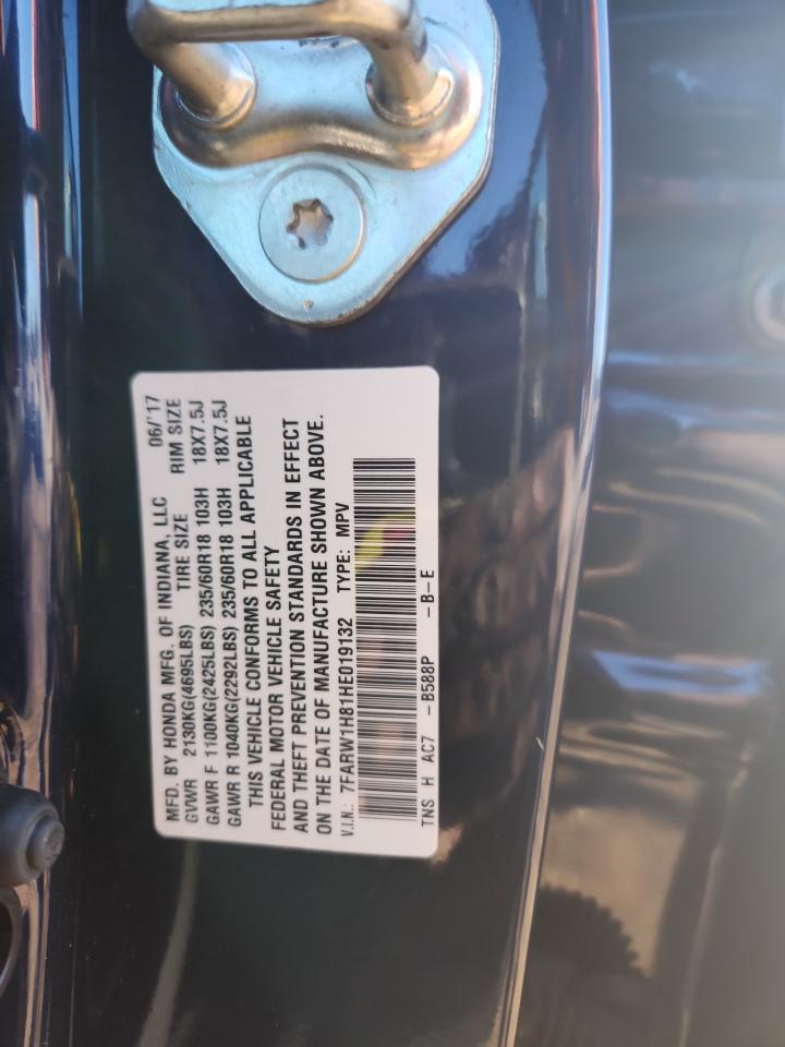 2017 Honda Cr-V Exl VIN: 7FARW1H81HE019132 Lot: 86769425