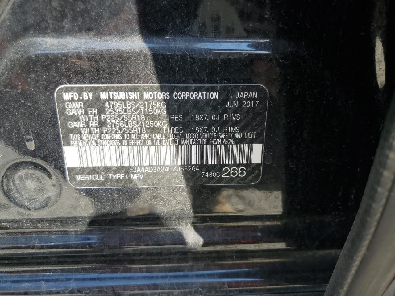 2017 Mitsubishi Outlander Se VIN: JA4AD3A34HZ066264 Lot: 82715325