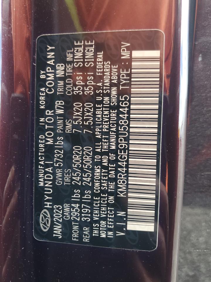 2023 Hyundai Palisade Sel Premium VIN: KM8R44GE9PU584465 Lot: 84760005