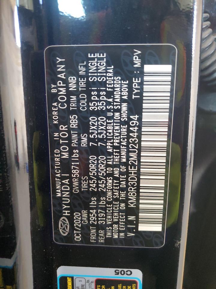 2021 Hyundai Palisade Sel VIN: KM8R3DHE2MU234494 Lot: 84484205