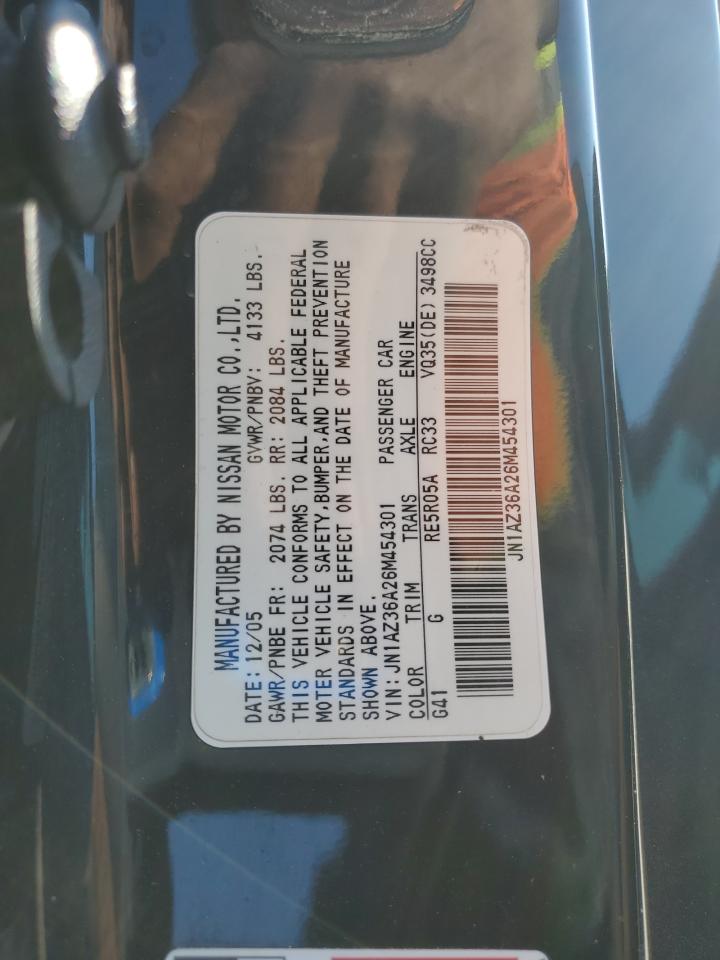 2006 Nissan 350Z Roadster VIN: JN1AZ36A26M454301 Lot: 86697055