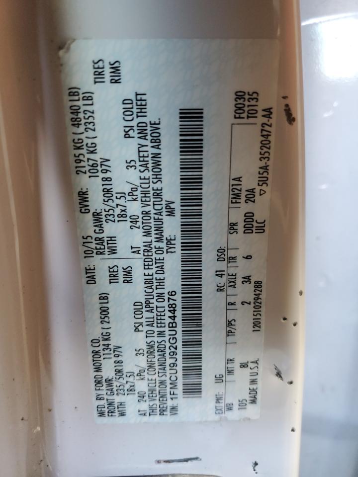 2016 Ford Escape Titanium VIN: 1FMCU9J92GUB44876 Lot: 81841835