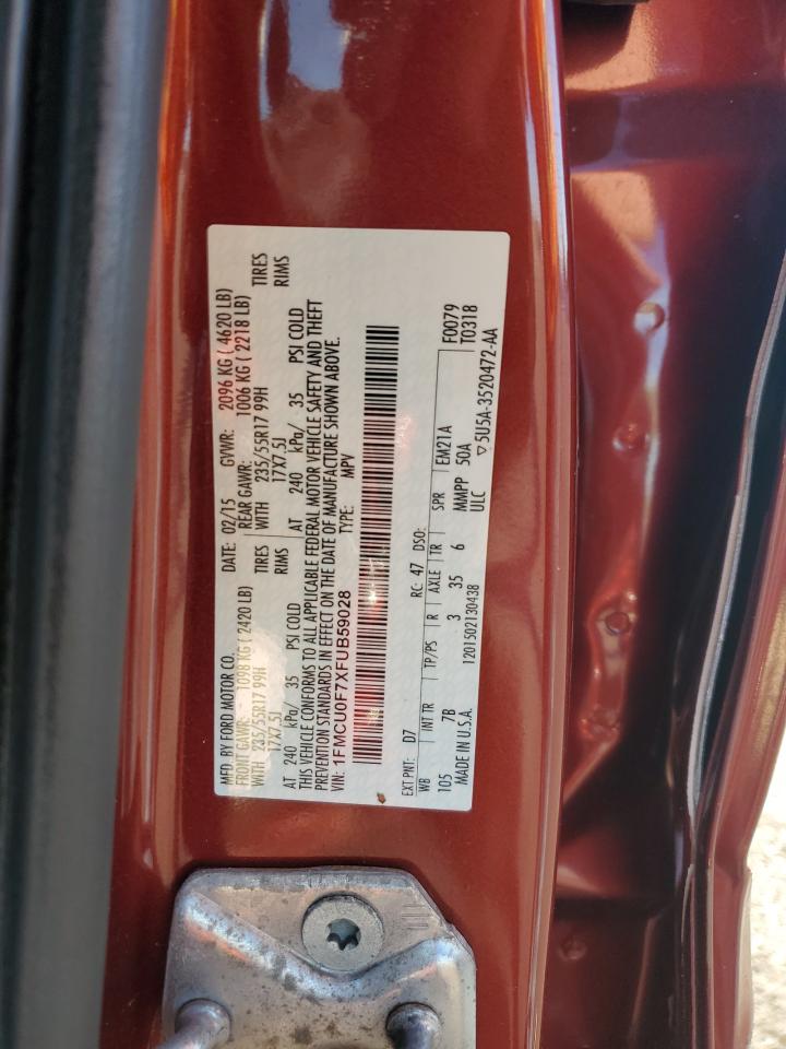 2015 Ford Escape S VIN: 1FMCU0F7XFUB59028 Lot: 82492875