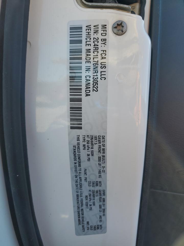 2022 Chrysler Pacifica Hybrid Touring L VIN: 2C4RC1L76NR130522 Lot: 82369115