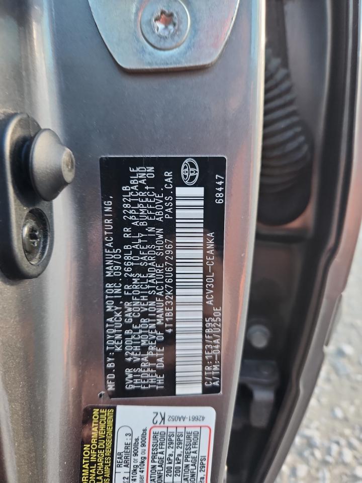 2006 Toyota Camry Le VIN: 4T1BE32K76U672967 Lot: 89650435