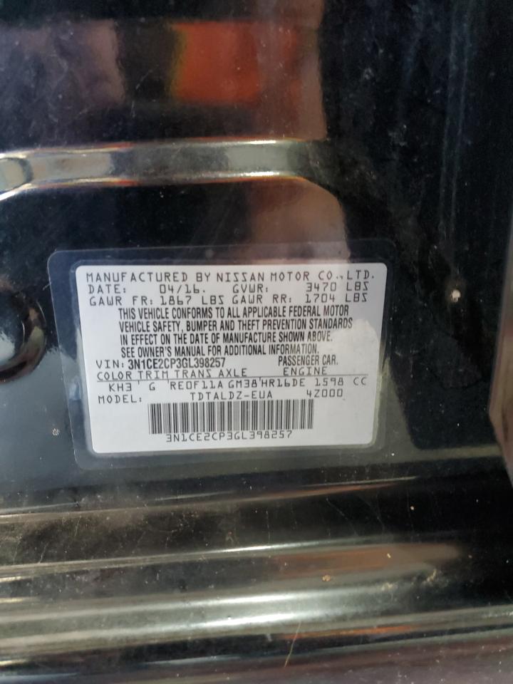 2016 Nissan Versa Note S VIN: 3N1CE2CP3GL398257 Lot: 85106325