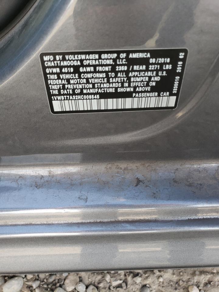 2017 Volkswagen Passat Se VIN: 1VWBT7A32HC008545 Lot: 85893645