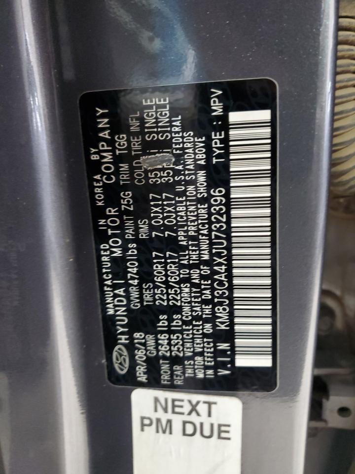 2018 Hyundai Tucson Sel VIN: KM8J3CA4XJU732396 Lot: 85856545