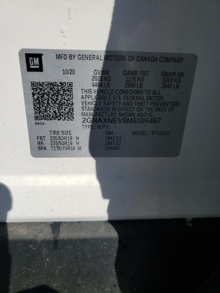 2021 Chevrolet Equinox Premier VIN: 2GNAXNEV9M6106467 Lot: 86186985