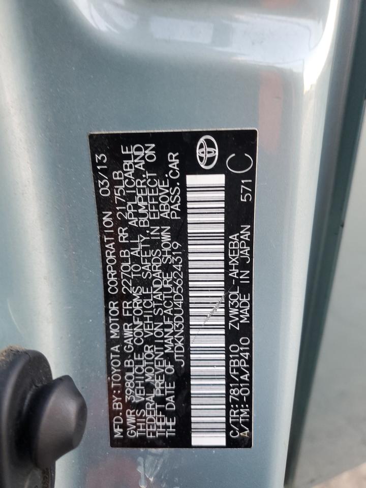 2013 Toyota Prius VIN: JTDKN3DU4D5624319 Lot: 90906595