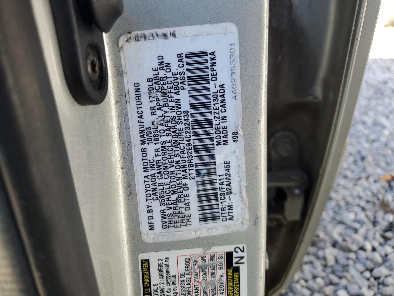 2004 Toyota Corolla Ce VIN: 2T1BR32E94C232438 Lot: 82419475