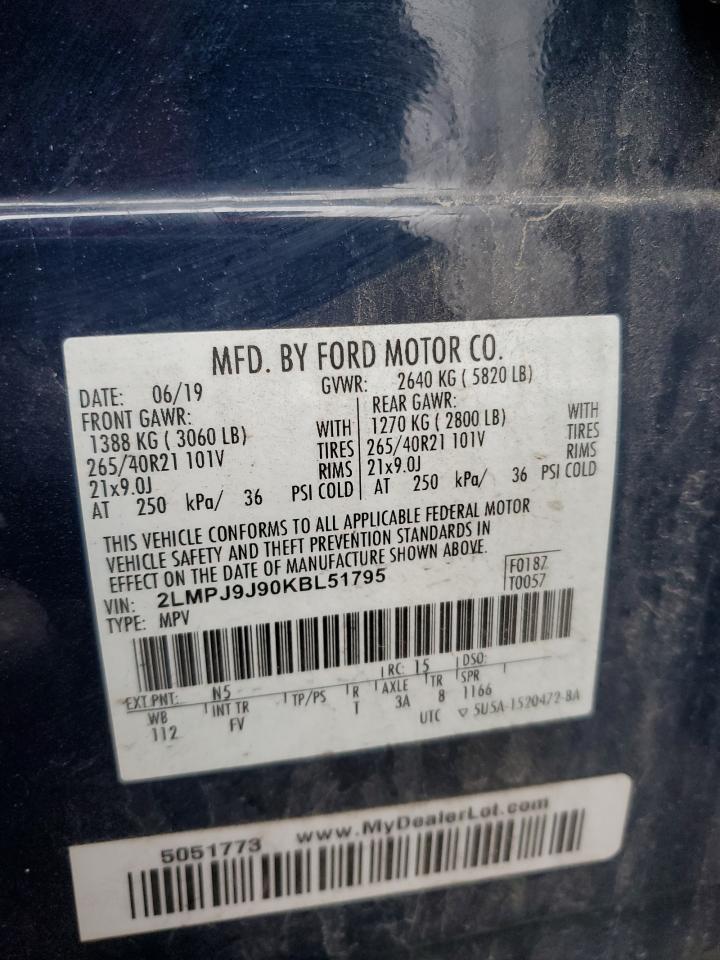 2019 Lincoln Nautilus Black Label VIN: 2LMPJ9J90KBL51795 Lot: 82688965