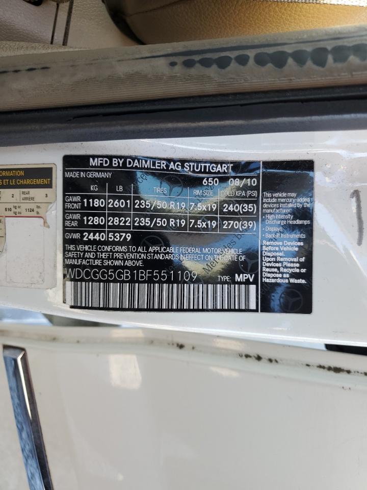 2011 Mercedes-Benz Glk 350 VIN: WDCGG5GB1BF551109 Lot: 84424235