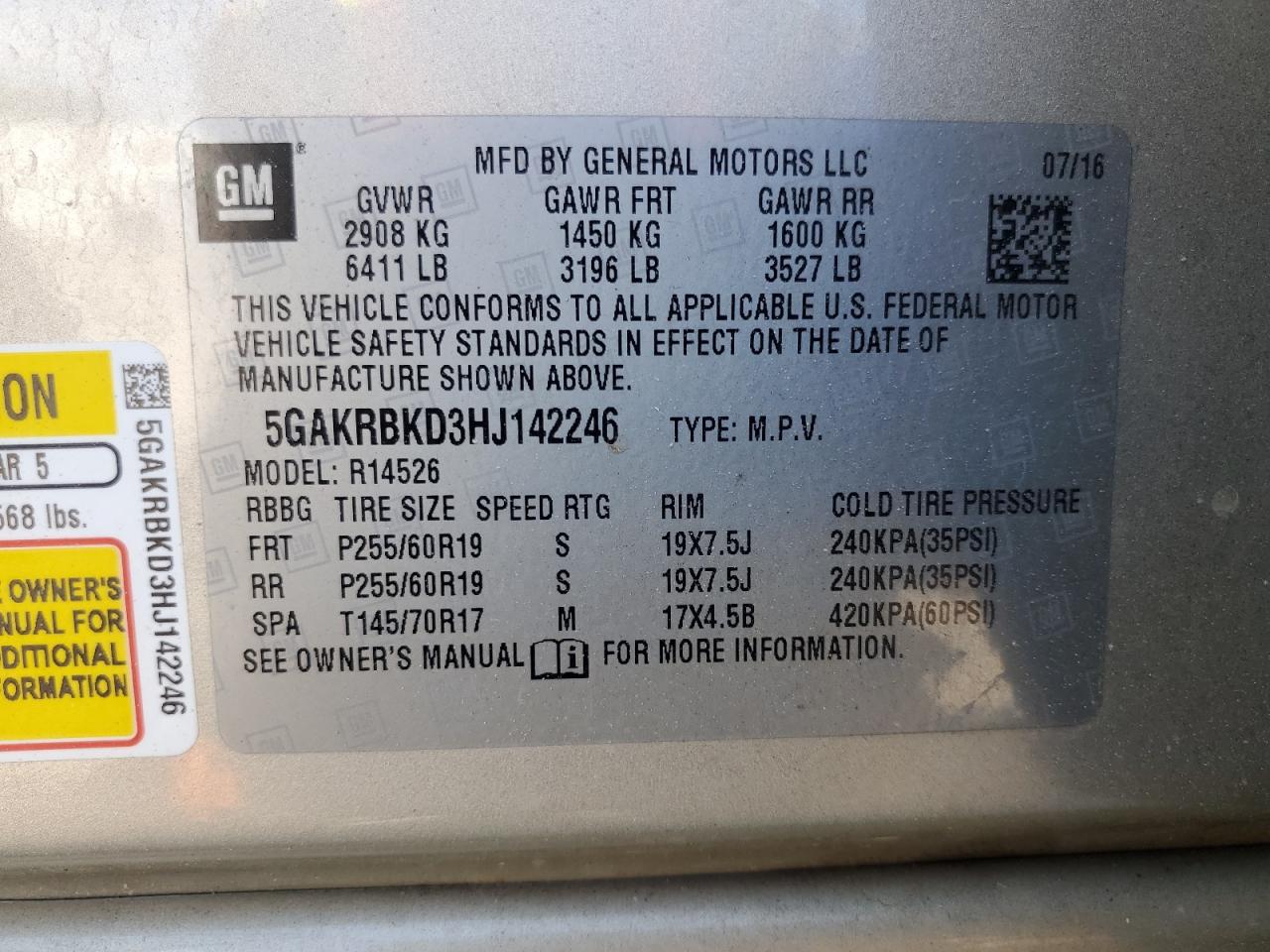 2017 Buick Enclave VIN: 5GAKRBKD3HJ142246 Lot: 81517035