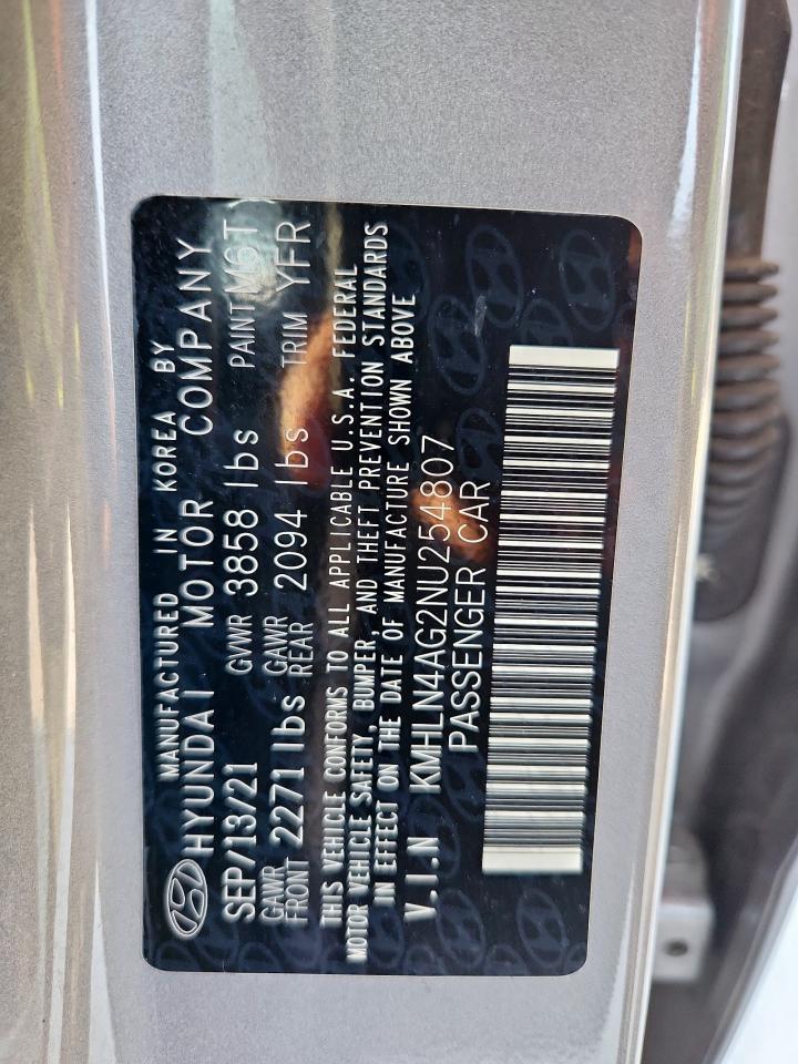 2022 Hyundai Elantra Sel VIN: KMHLN4AG2NU254807 Lot: 82266175