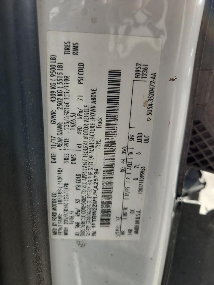 2018 Ford Transit T-350 VIN: 1FTBW2ZM1JKA25794 Lot: 84561935