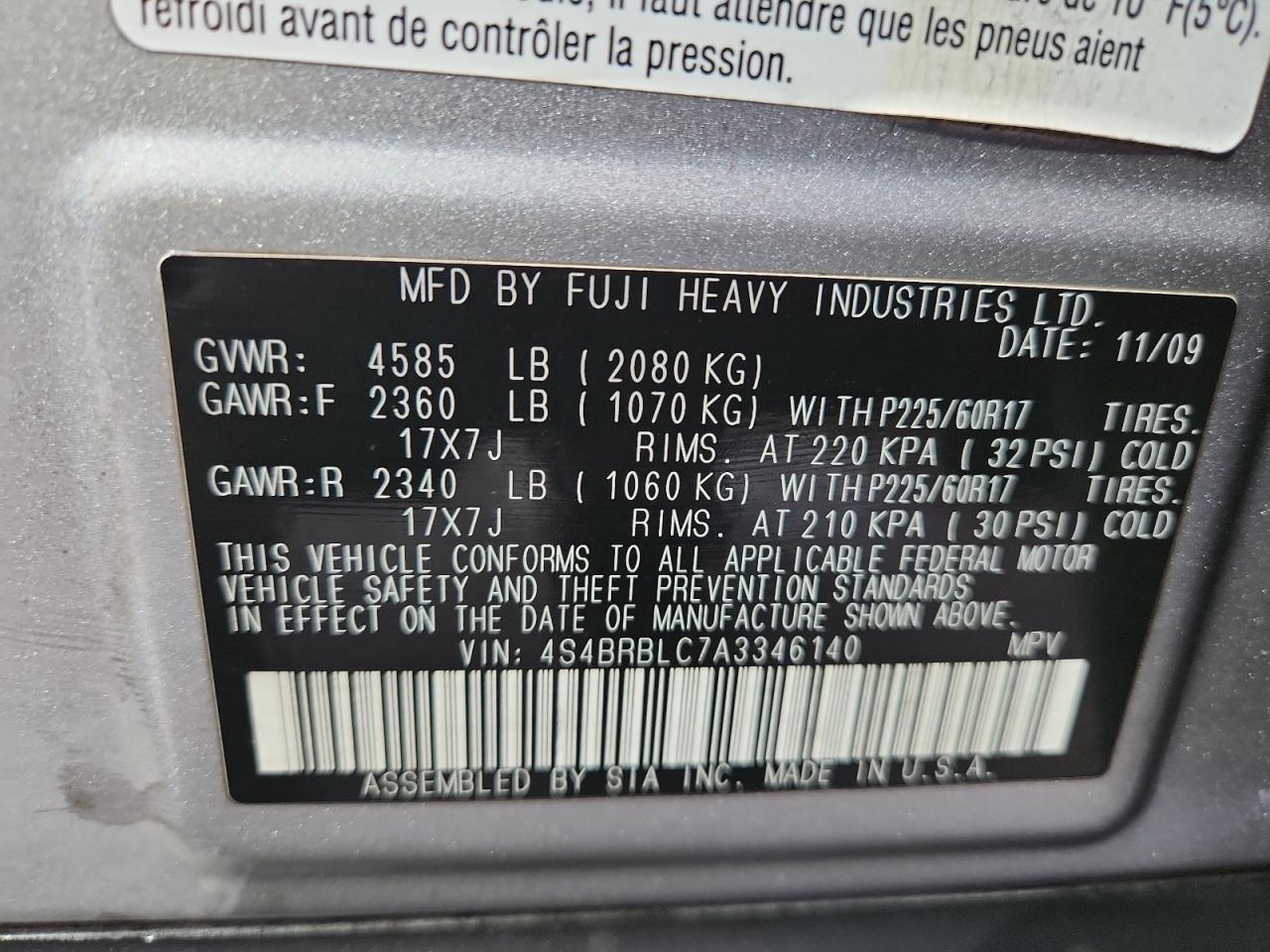 2010 Subaru Outback 2.5I Limited VIN: 4S4BRBLC7A3346140 Lot: 86443855