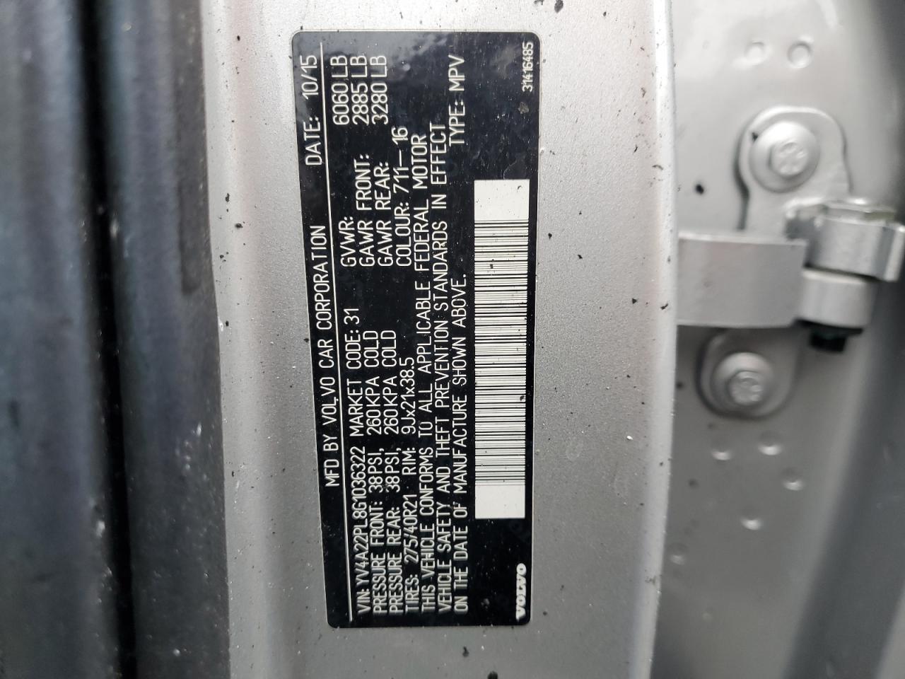 2016 Volvo Xc90 T6 VIN: YV4A22PL8G1036322 Lot: 90913025