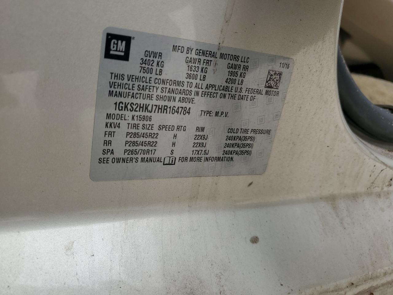 2017 GMC Yukon Xl Denali VIN: 1GKS2HKJ7HR164784 Lot: 84255585