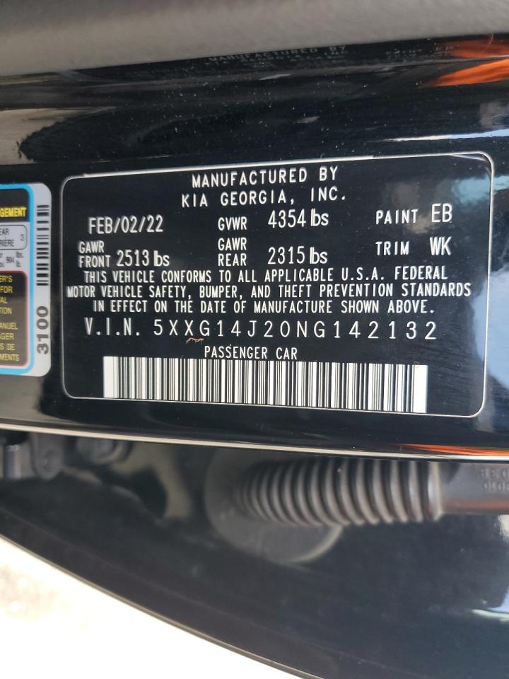 2022 Kia K5 Lxs VIN: 5XXG14J20NG142132 Lot: 82675185