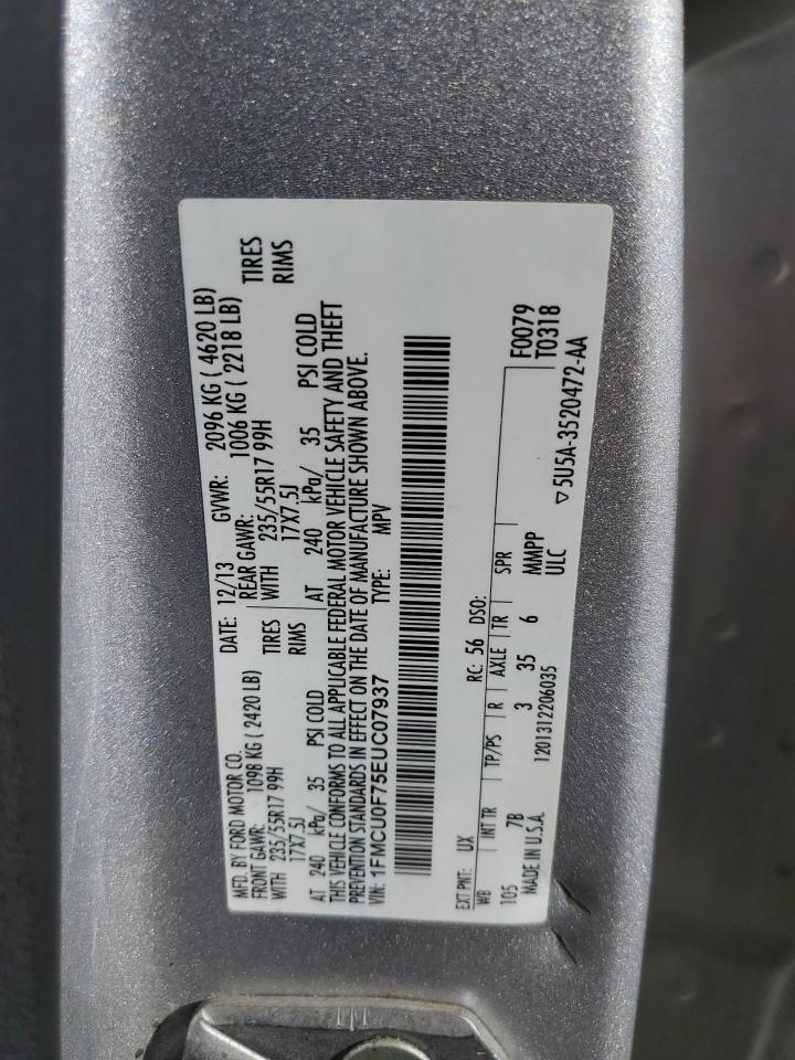 2014 Ford Escape S VIN: 1FMCU0F75EUC07937 Lot: 89680725