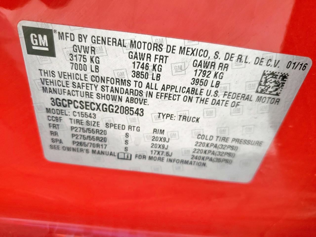 2016 Chevrolet Silverado C1500 Ltz VIN: 3GCPCSECXGG208543 Lot: 82376635