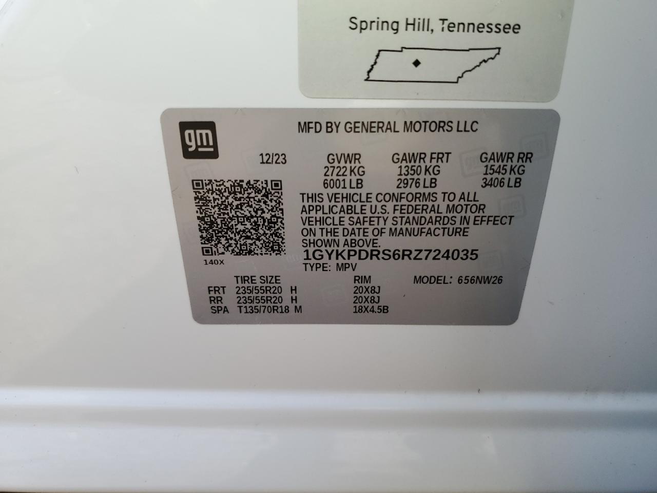 2024 Cadillac Xt6 Premium Luxury VIN: 1GYKPDRS6RZ724035 Lot: 82610925