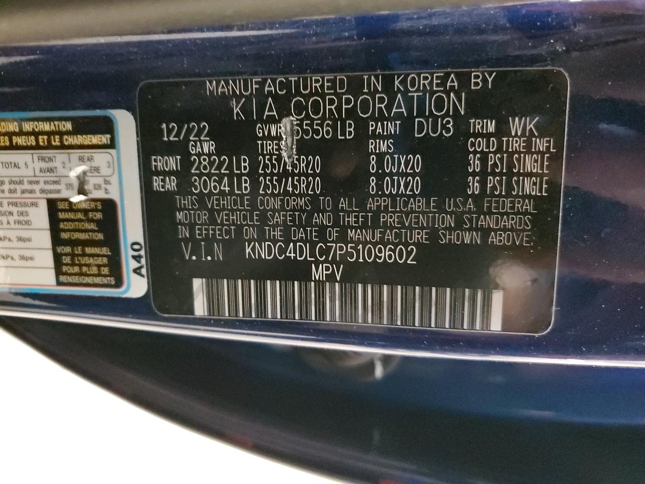 2023 Kia Ev6 Gt Line VIN: KNDC4DLC7P5109602 Lot: 89545935